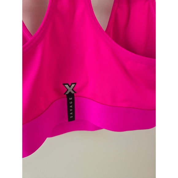 Savage X Fenty Medium Sports Bra Hot Pink Racerback Activewear Size M - Picture 8 of 9